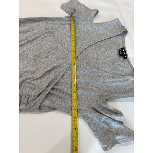 Womens Trouve Grey Bodysuit Cut Out Short Sleeve V Neck Jersey Knit Size M - Picture 6 of 7